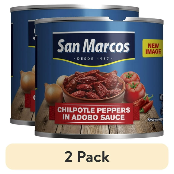 (2 pack) San Marcos Shelf Stable Chipotle Peppers in Adobo Sauce, 11 oz