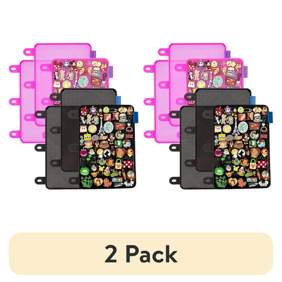 (2 pack) Enamel Pin Display Pages (6 PK) - Display and Trade Your Disney Collectible Pins in Any 3-Ring Binder - Pages Lay Flat with Pinbacks and NO Sagging! (Black/Pink - Pins Not Included)