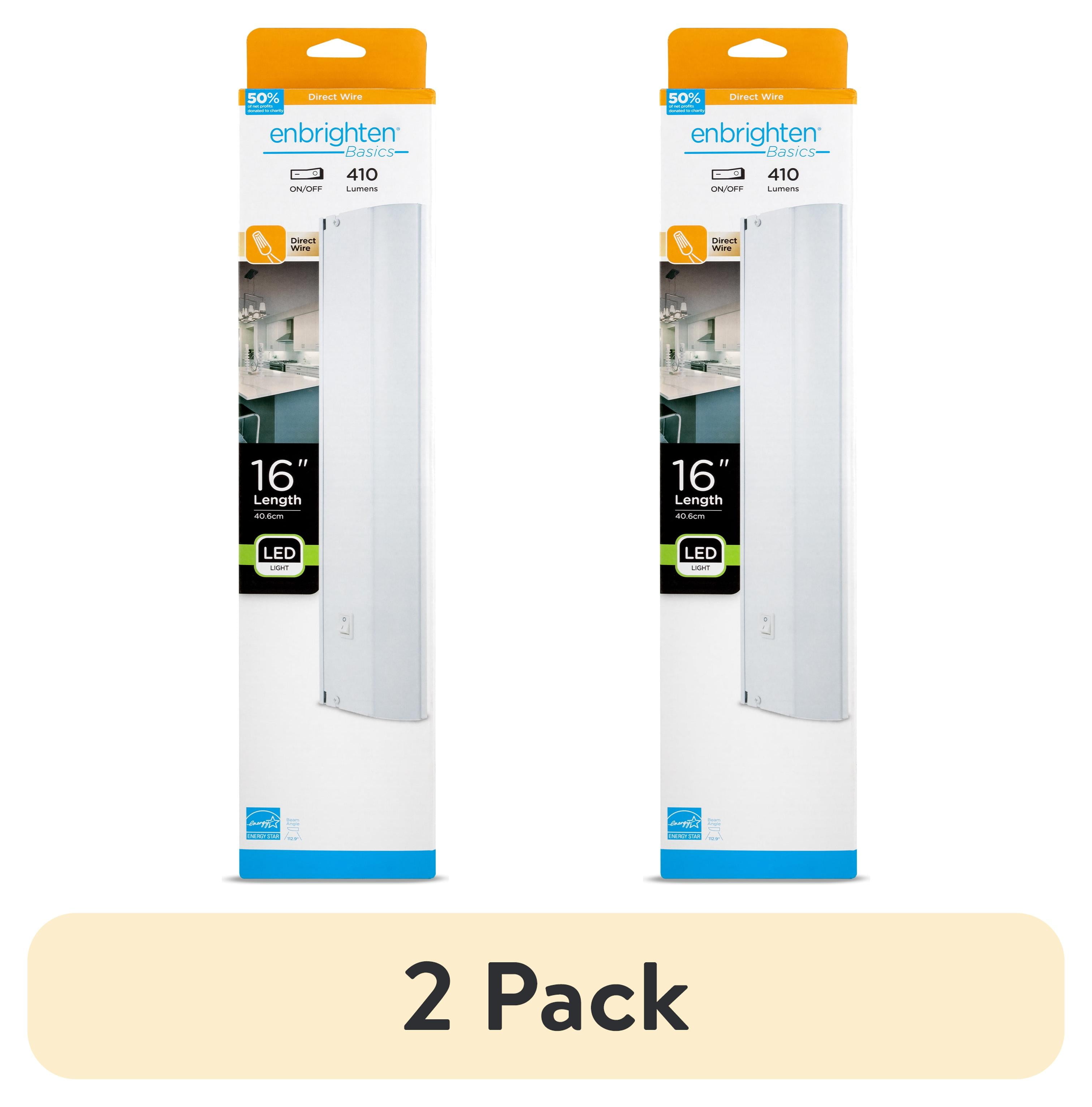 (2 pack) Enbrighten Basics 16in Direct Wire Under Cabinet Light Fixture, Warm White Light, 120V, 71344