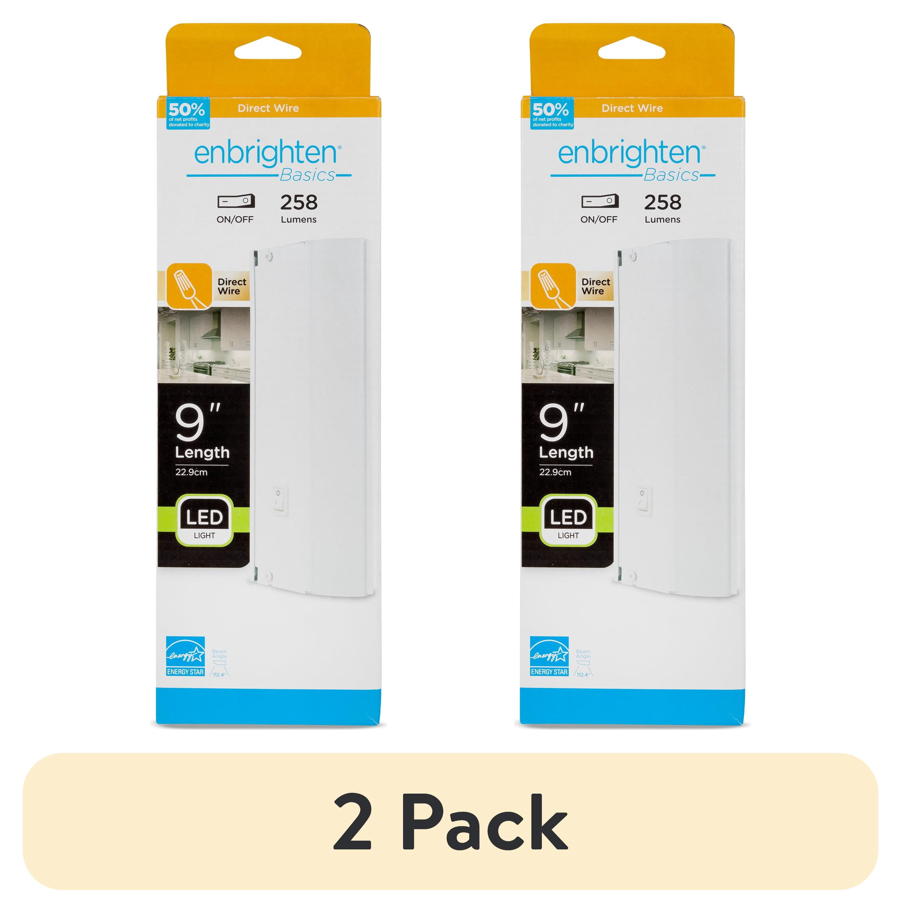 (2 pack) Enbrighten Basics 9in Direct Wire Under Cabinet Light Fixture, Warm White Light, 120V, 71338-T1