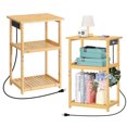 thumbnail image 1 of 2 pack End Table with Charging Station and USB Ports 3-Tier Side Table black, 1 of 5