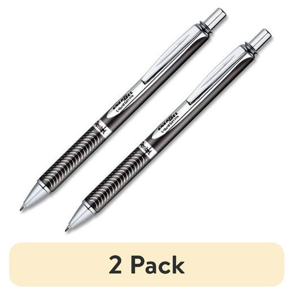 (2 pack) EnerGel Alloy RT Retractable Gel Pen Medium 0.7mm, Black Ink, Black Barrel