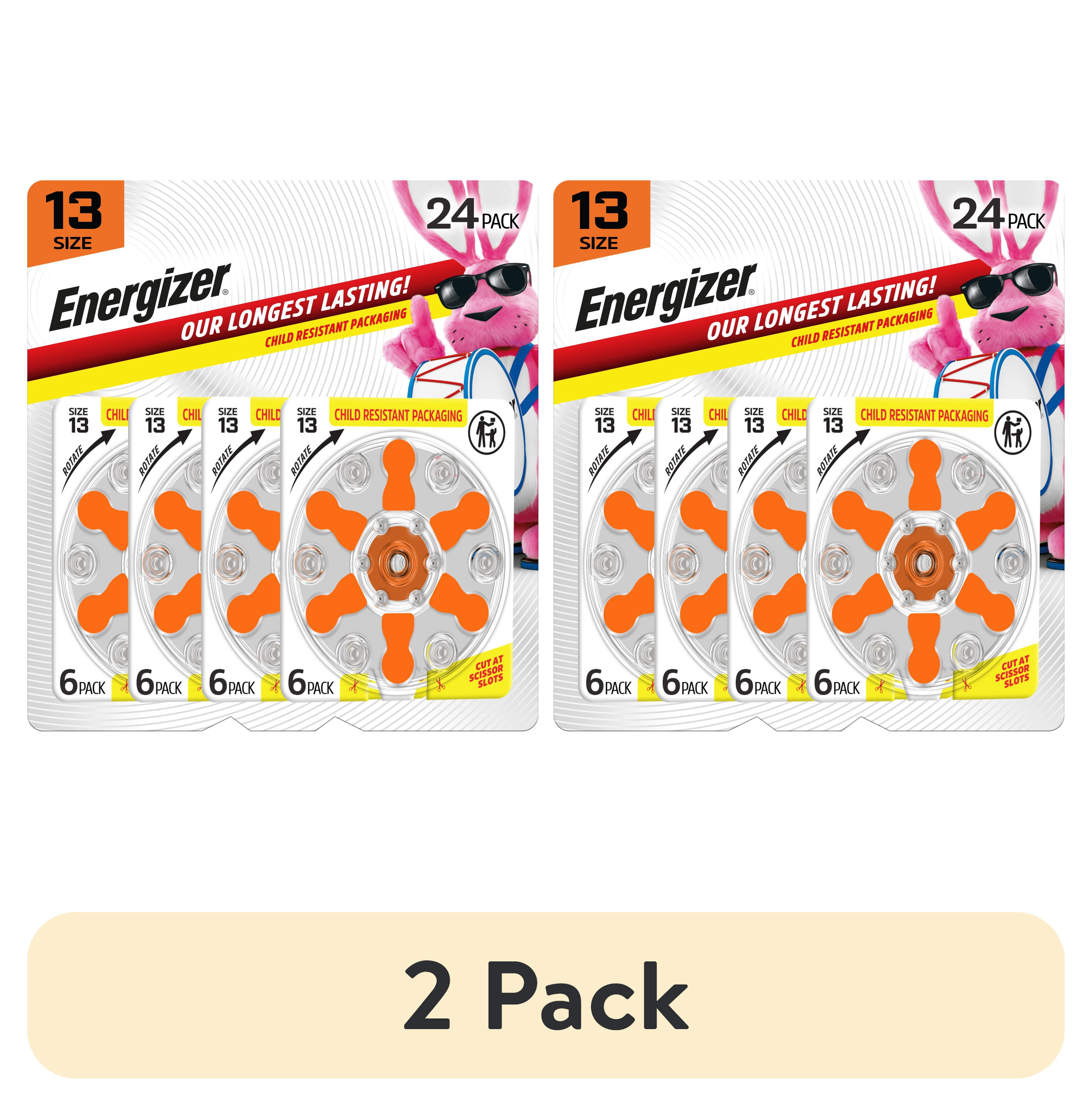(2 pack) Energizer Hearing Aid Batteries Size 13, Orange Tab, 24 Pack