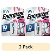 2 pack Energizer Lithium 9V Batteries 1 Pack, Lithium 9 Volt Batteries