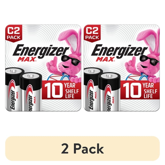 (2 pack) Energizer MAX C Batteries (2 Pack), C Cell Alkaline Batteries