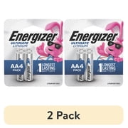 2 pack Energizer Ultimate Lithium AA Batteries 4 Pack, Double A Batteries