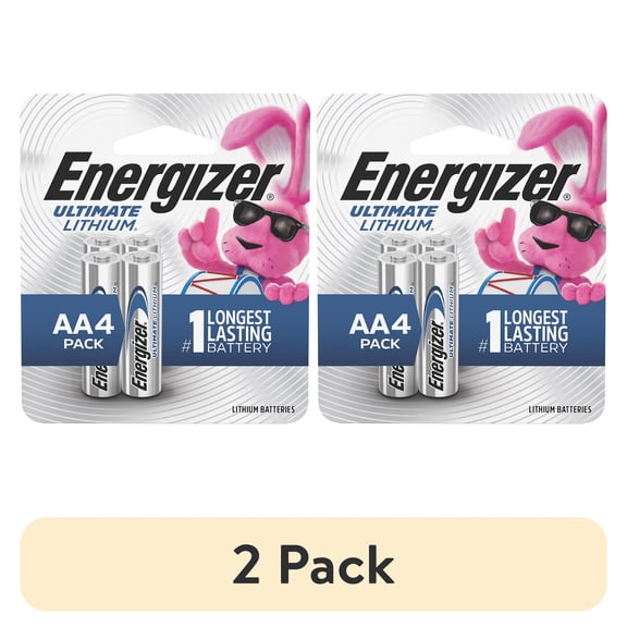 (2 pack) Energizer Ultimate Lithium AA Batteries (4 Pack), Double A Batteries