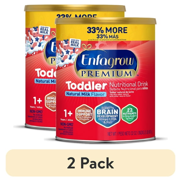 (2 pack) Enfagrow Premium Toddler Milk Nutritional Drink, Enfagrow Toddler Drink, Try Our Brain-Supporting Trio, 32oz Can