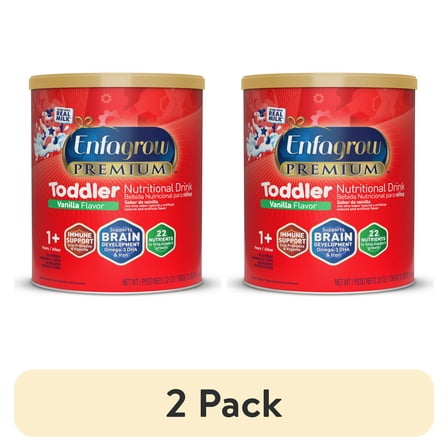 (2 pack) Enfagrow Premium Toddler Milk Nutritional Drink, Enfagrow Toddler Drink, Try Our Brain-Supporting Trio, Vanilla 32oz Can