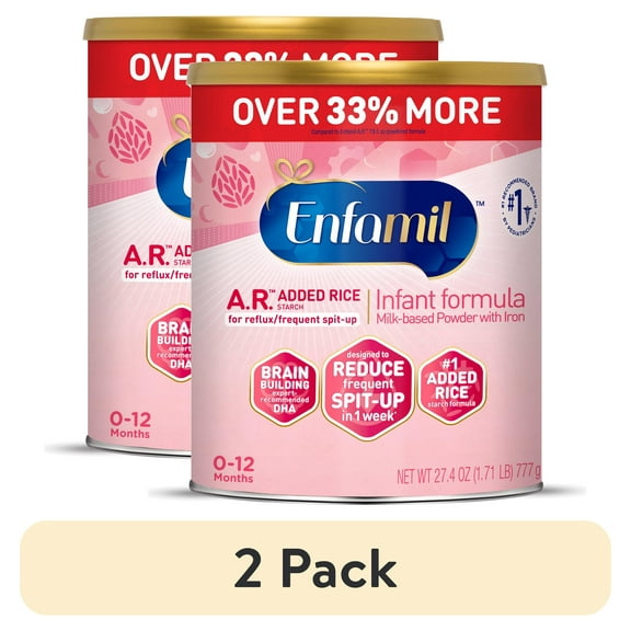 (2 pack) Enfamil A.R. Powder Baby Formula, Reduces Frequent Spit-Up, 27.4 oz Can