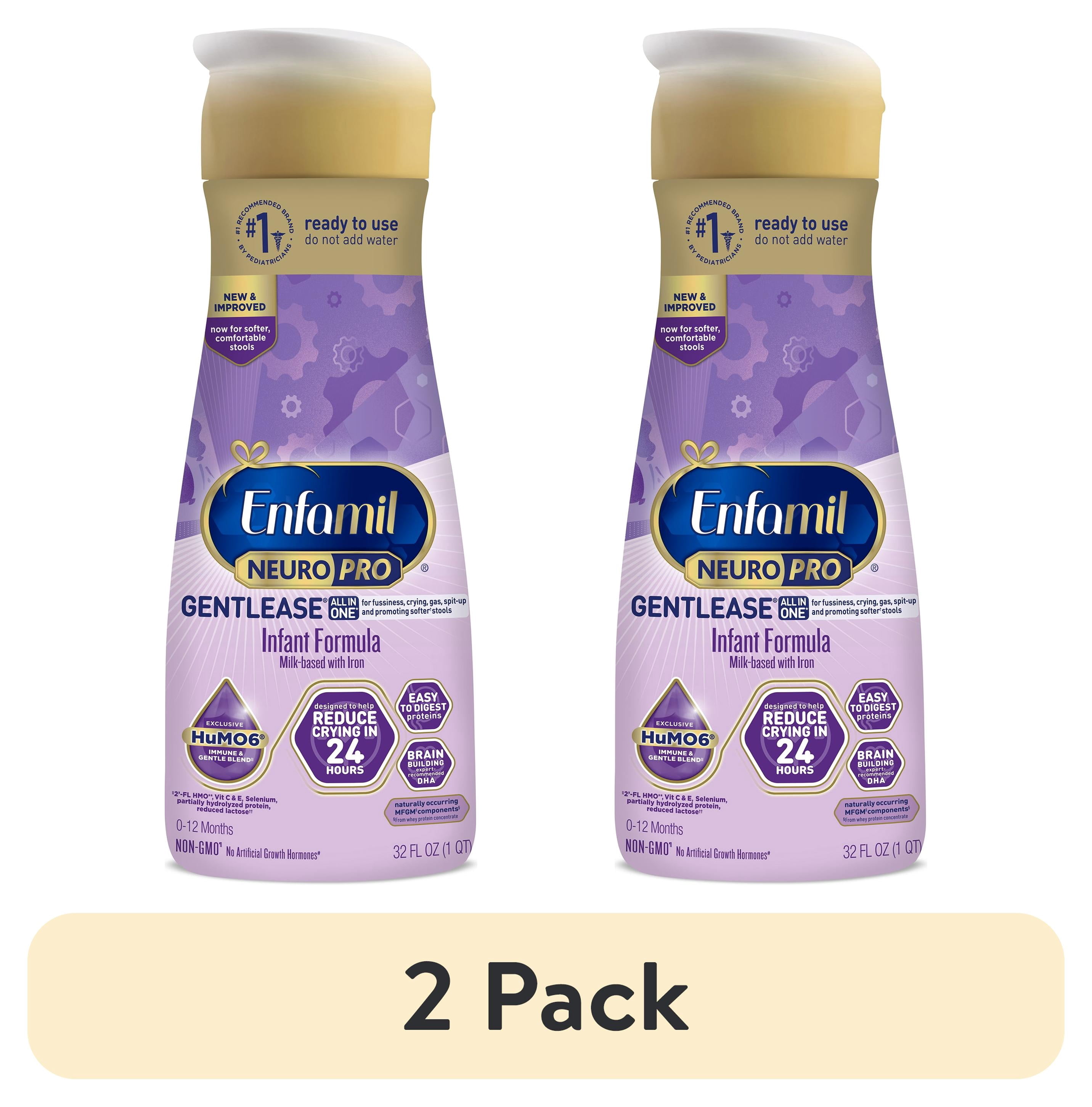 (2 pack) Enfamil NeuroPro Gentlease Ready-to-Feed Baby Formula for Easing Fussiness, Gas, Spit-up in 24hrs, 32 fl oz