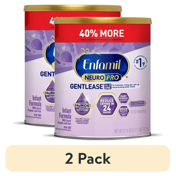(2 pack) Enfamil NeuroPro Gentlease Baby Formula for Easing Fussiness, Gas, Spit-up in 24 Hrs, 27.4 oz Can