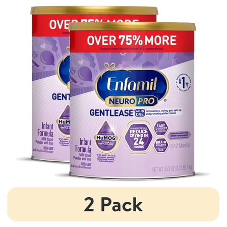 (2 pack) Enfamil NeuroPro Gentlease Baby Formula for Easing Fussiness, Gas, Spit-up in 24 Hrs, 35.3 Oz XL Value Can