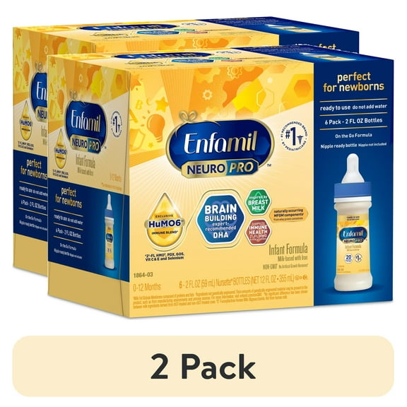 (2 pack) Enfamil NeuroPro Liquid Baby Formula, Brain Support, 2 fl oz, 6 Count