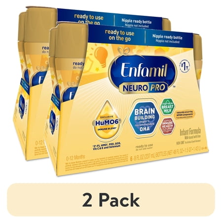(2 pack) Enfamil NeuroPro Ready to Feed Baby Formula, Brain Building Duo DHA & MFGM,8 fl oz, 6 count