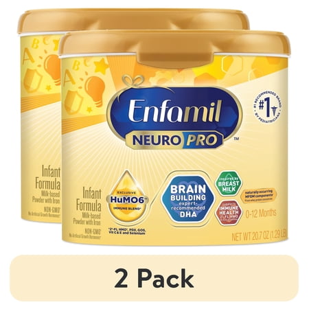 (2 pack) Enfamil NeuroPro Baby Formula, Brain Building Duo DHA & MFGM, Infant Formula Powder 20.7 oz