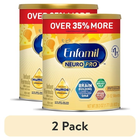 (2 pack) Enfamil NeuroPro Baby Formula, Brain Building Duo DHA & MFGM, Infant Formula Powder, 28.3 oz Can