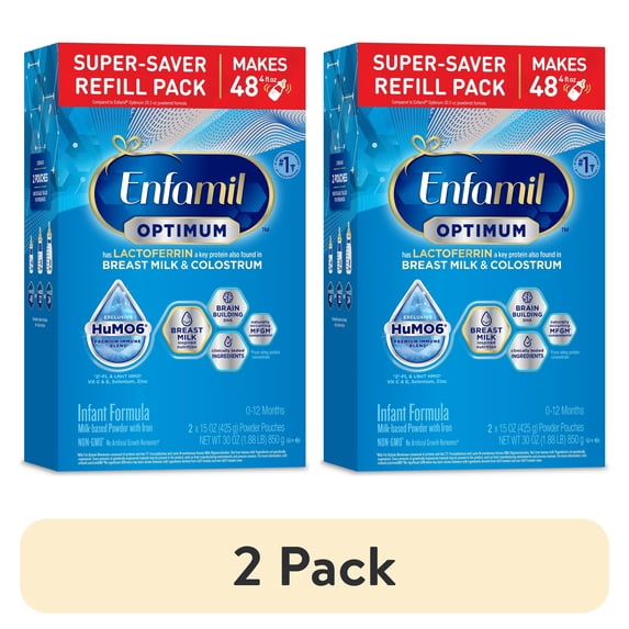 (2 pack) Enfamil Optimum (Enspire) Powder Baby Formula, Our Closest to Breast Milk, 30 oz Refill