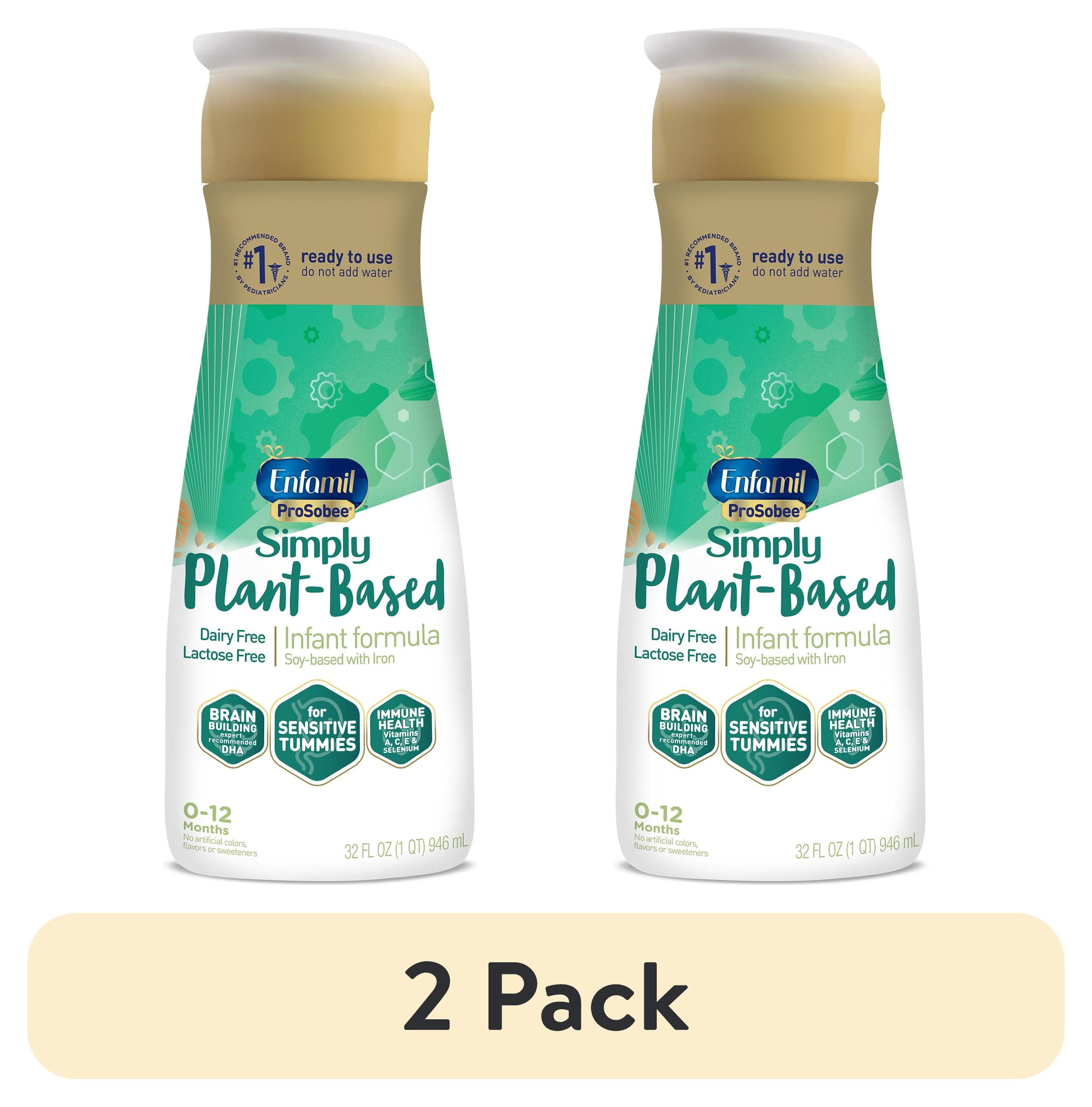 (2 pack) Enfamil ProSobee Plant-Based Liquid Baby Formula, Dairy Free, Lactose Free, 32 fl oz Bottle, 4 count