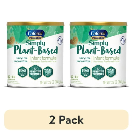 (2 pack) Enfamil ProSobee Plant-Based Powder Baby Formula, Dairy Free, Lactose Free, 12.9 oz Can