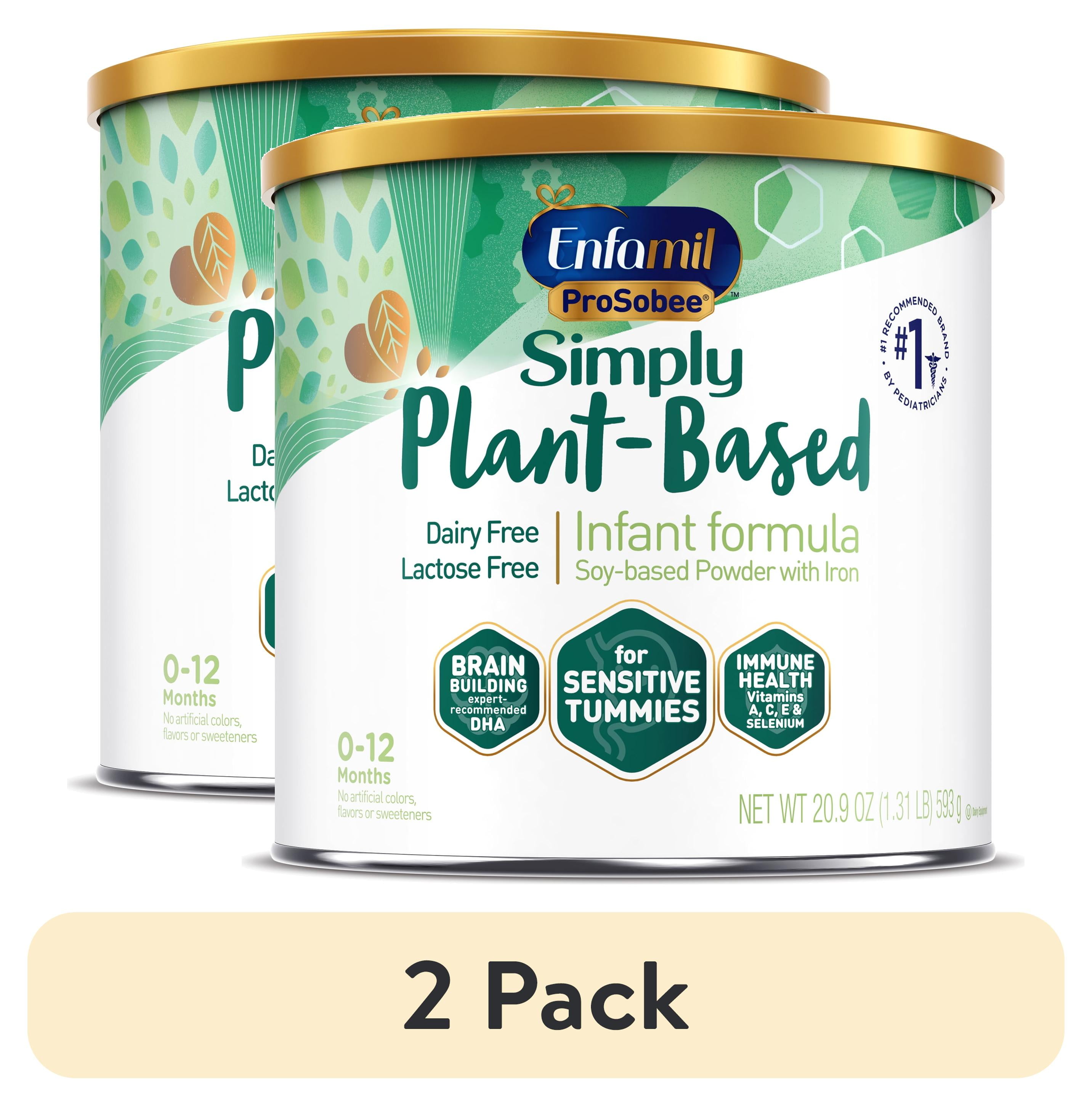 (2 pack) Enfamil ProSobee Plant-Based Powder Baby Formula, Dairy Free, Lactose Free, 20.9 oz Can