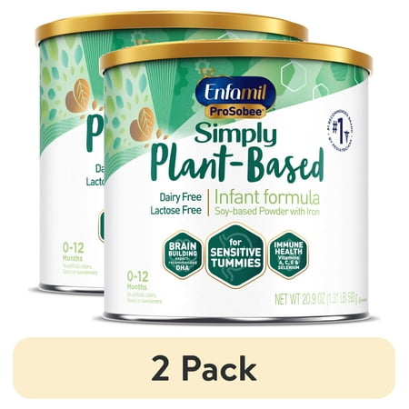 (2 pack) Enfamil ProSobee Plant-Based Powder Baby Formula, Dairy Free, Lactose Free, 20.9 oz Can
