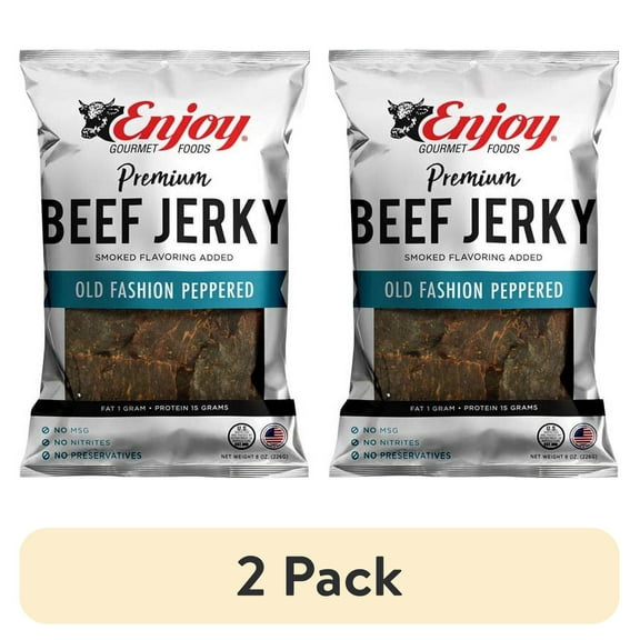 (2 pack) Enjoy Old Fashioned Peppered Beef Jerky 8oz Resealable Bag