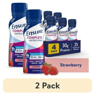 (2 pack) Ensure COMPLETE Nutrition Shake, 30G Protein, Strawberry, 10 fl oz, 4 Count