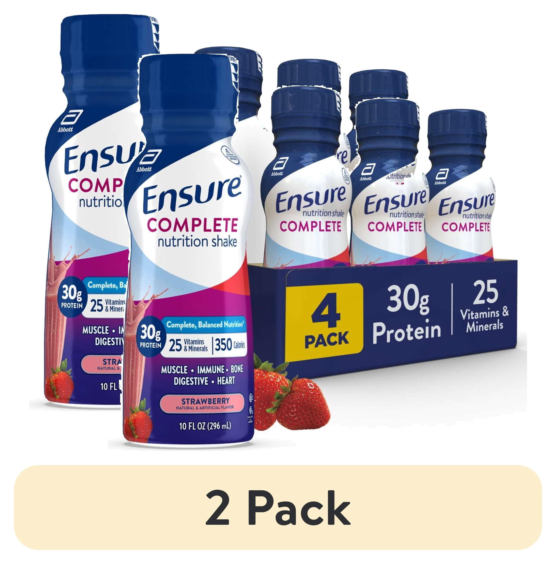 (2 pack) Ensure COMPLETE Nutrition Shake, 30g Protein, Strawberry, 10 fl oz—4 Pack