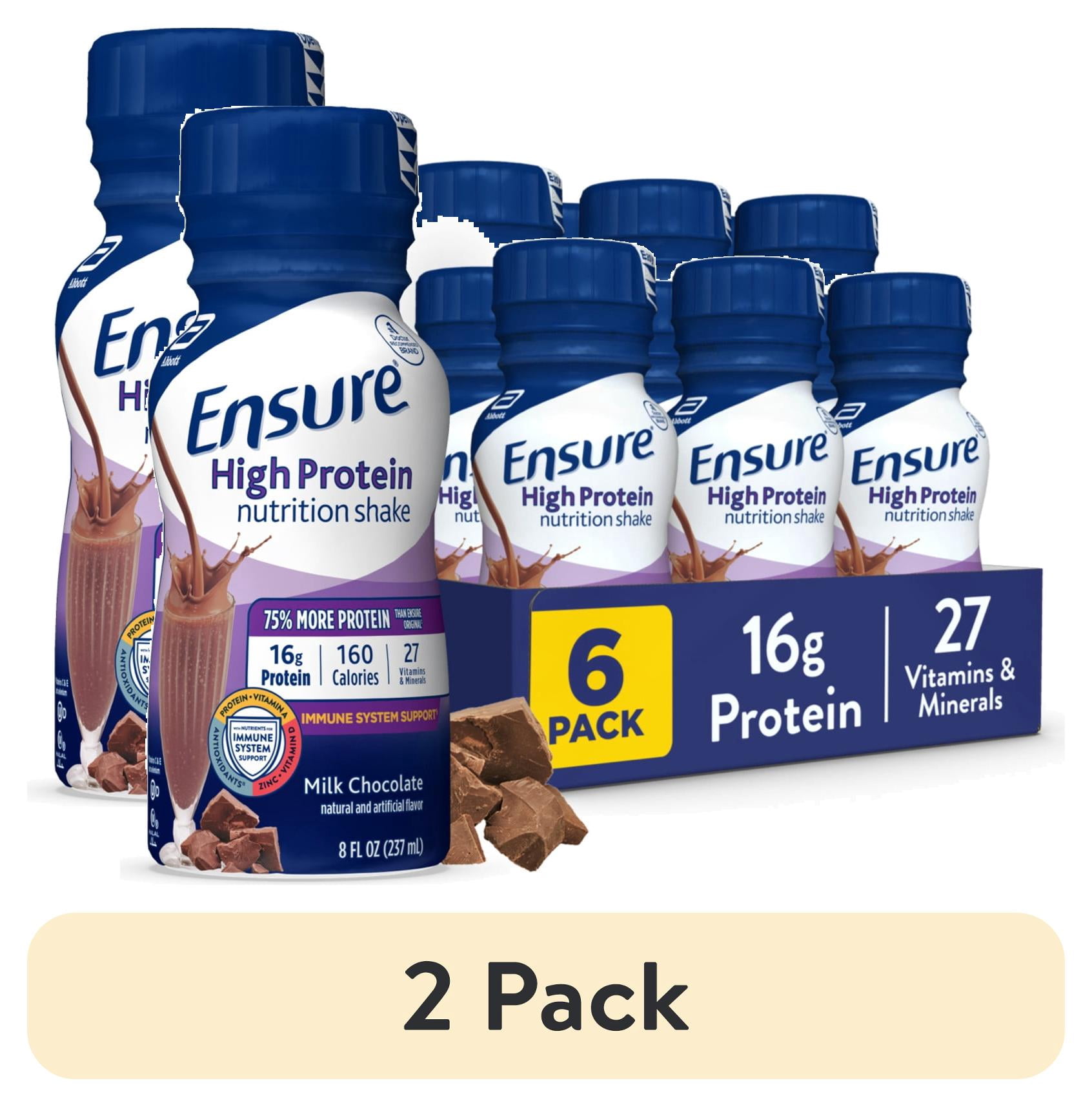 (2 pack) Ensure High Protein Nutrition Shake, Milk Chocolate, 8 fl oz, 6 Count