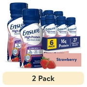 (2 pack) Ensure High Protein Nutrition Shake, Strawberry, Ready To  Drink, 8 fl oz, 6 Pack