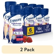 2 pack Ensure High Protein Nutrition Shake, Strawberry, 8 fl oz, 6 Count