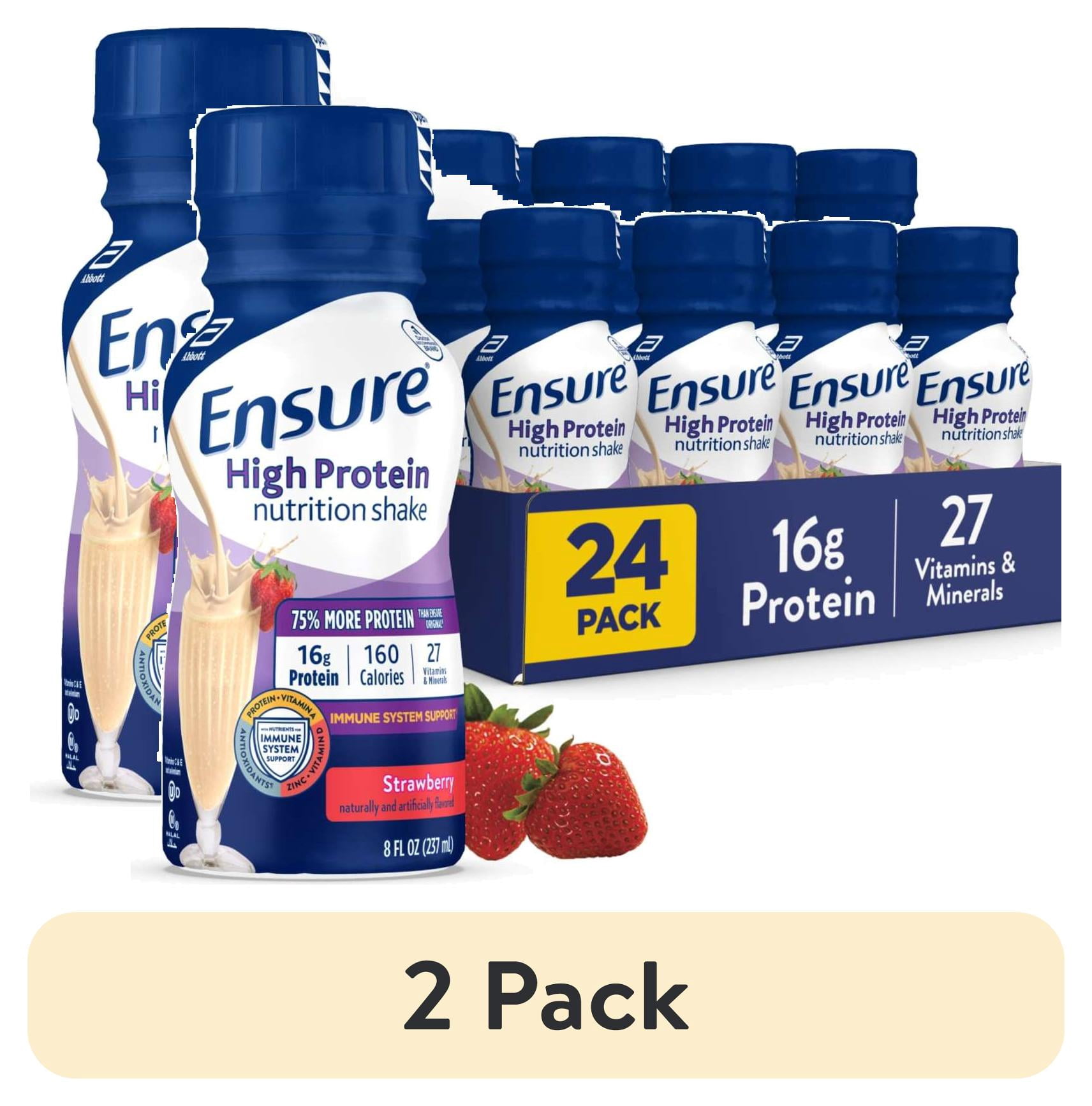 (2 pack) Ensure High Protein Nutrition Shake, Strawberry, 8 fl oz, 24 Count
