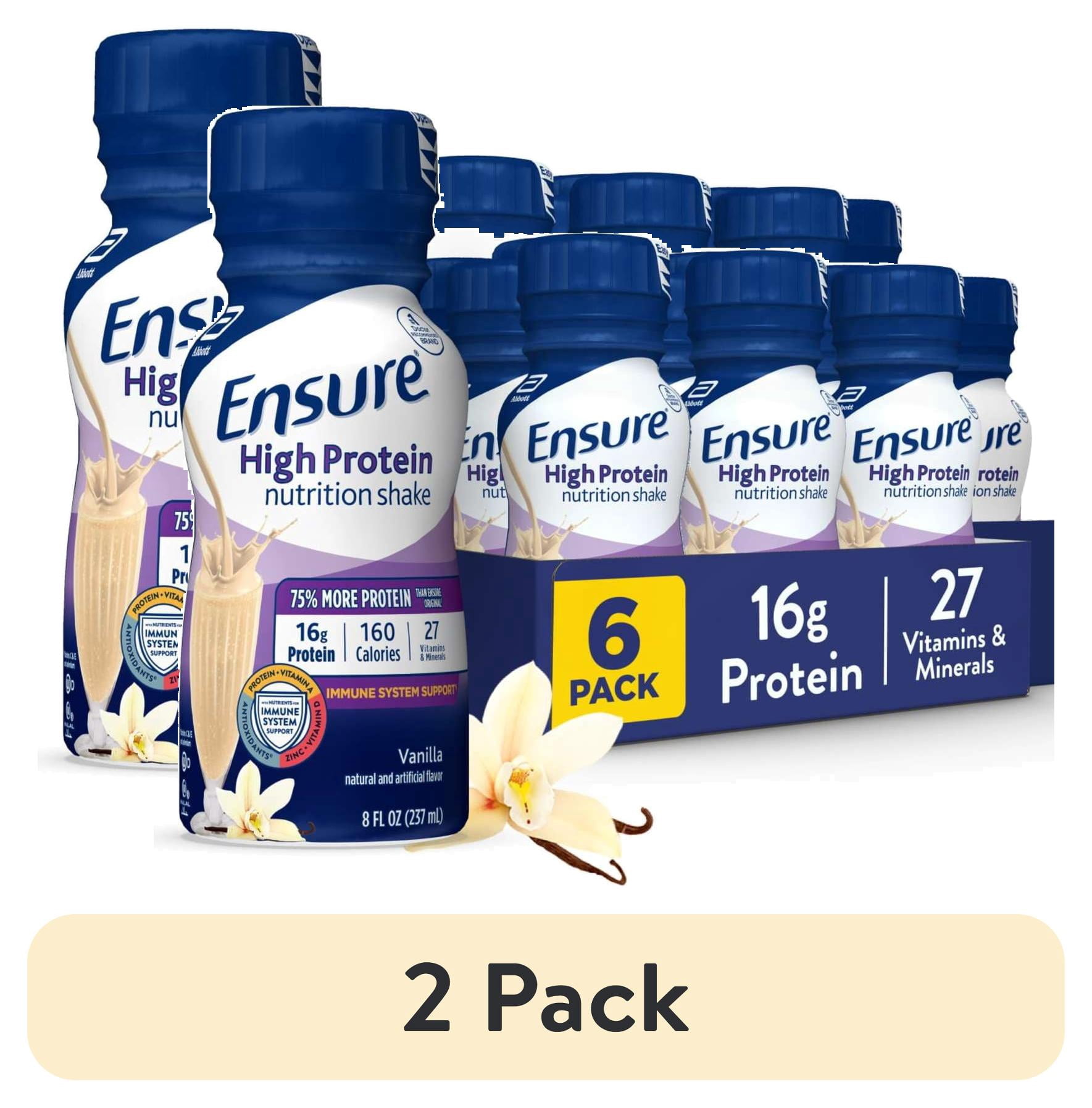 (2 pack) Ensure High Protein Nutrition Shake, Vanilla, 8 fl oz, 6 Count