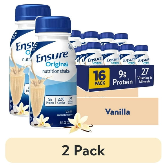 (2 pack) Ensure Original Nutrition Shake, 9g Protein, Vanilla, 8 fl oz - 16 Pack