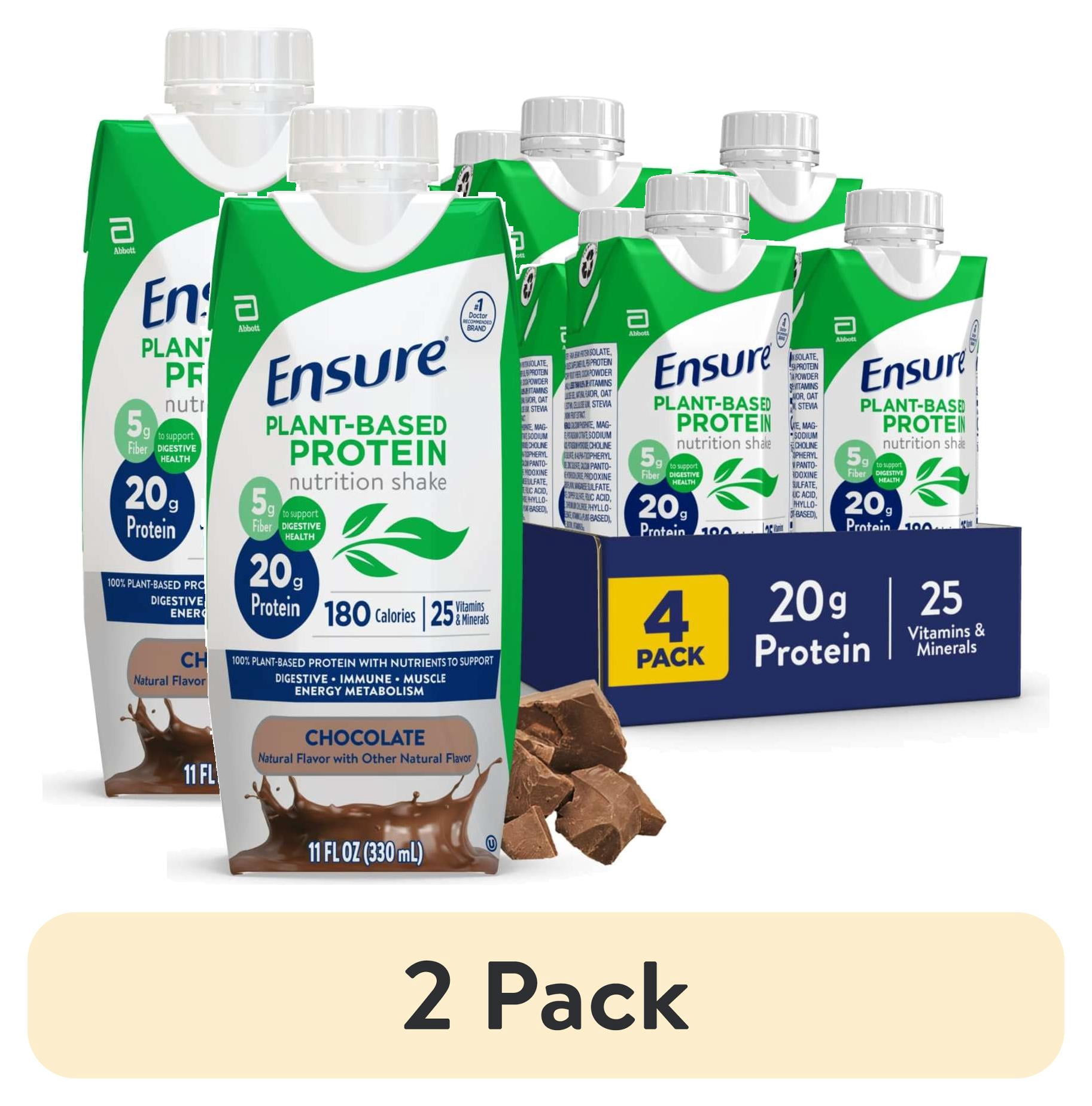 (2 pack) Ensure Plant-Based Protein Shake, Chocolate, 11 Fl Oz, 4 Pack