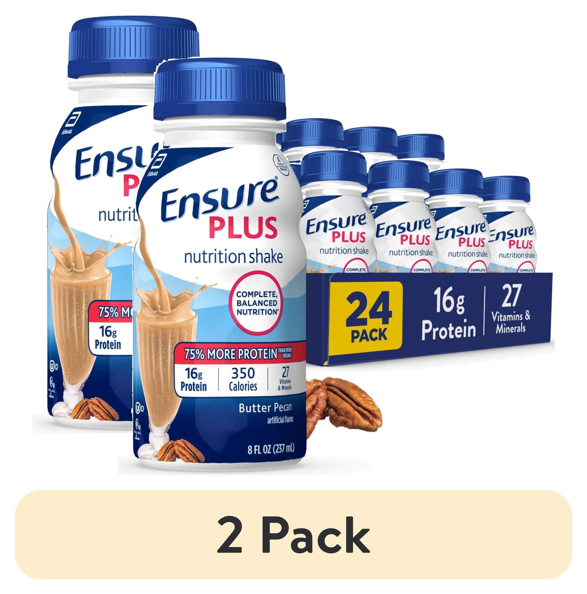 (2 pack) Ensure Plus Meal Replacement Nutrition Shake, Butter Pecan, 16g Protein, 8 fl oz - 24 Pack