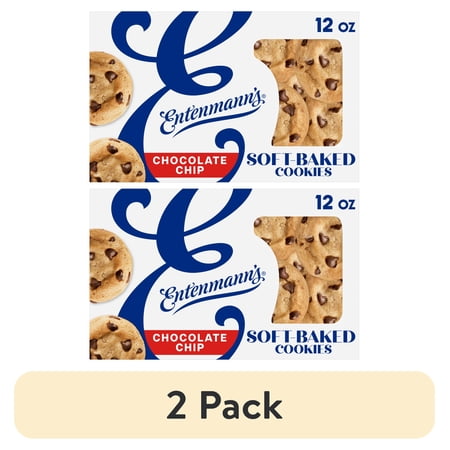 (2 pack) Entenmann's Soft-Baked Chocolate Chip Cookies, 12 oz, Cookies, Box