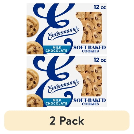 (2 pack) Entenmann's Soft-Baked Milk Chocolate Chip Cookies, 12 oz, Cookies, Box
