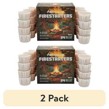 (2 pack) EnviroLog Fire Starters, 24 Ct, Earth Conscious for Indoor and Outdoor use with 20 min Burn Time