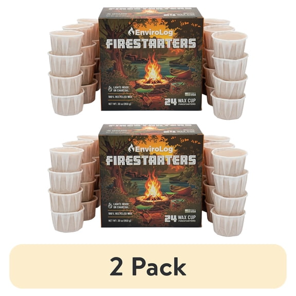 (2 pack) EnviroLog Fire Starters, 24 Ct, Earth Conscious for Indoor and Outdoor use with 20 min Burn Time
