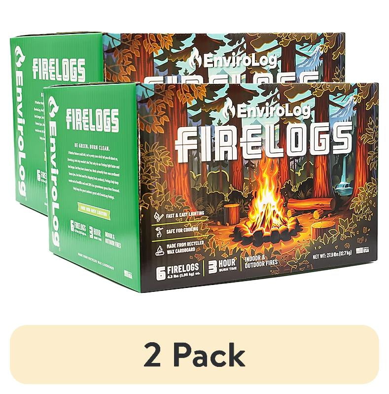 (2 pack) EnviroLog Indoor and Outdoor Fire Wood, 4.3 lb Firelogs, 6 Count