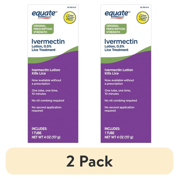(2 pack) Equate Ivermectin Lotion Lice Treatment, 0.5%. 4oz, Compare to the Active Ingredient in Sklice