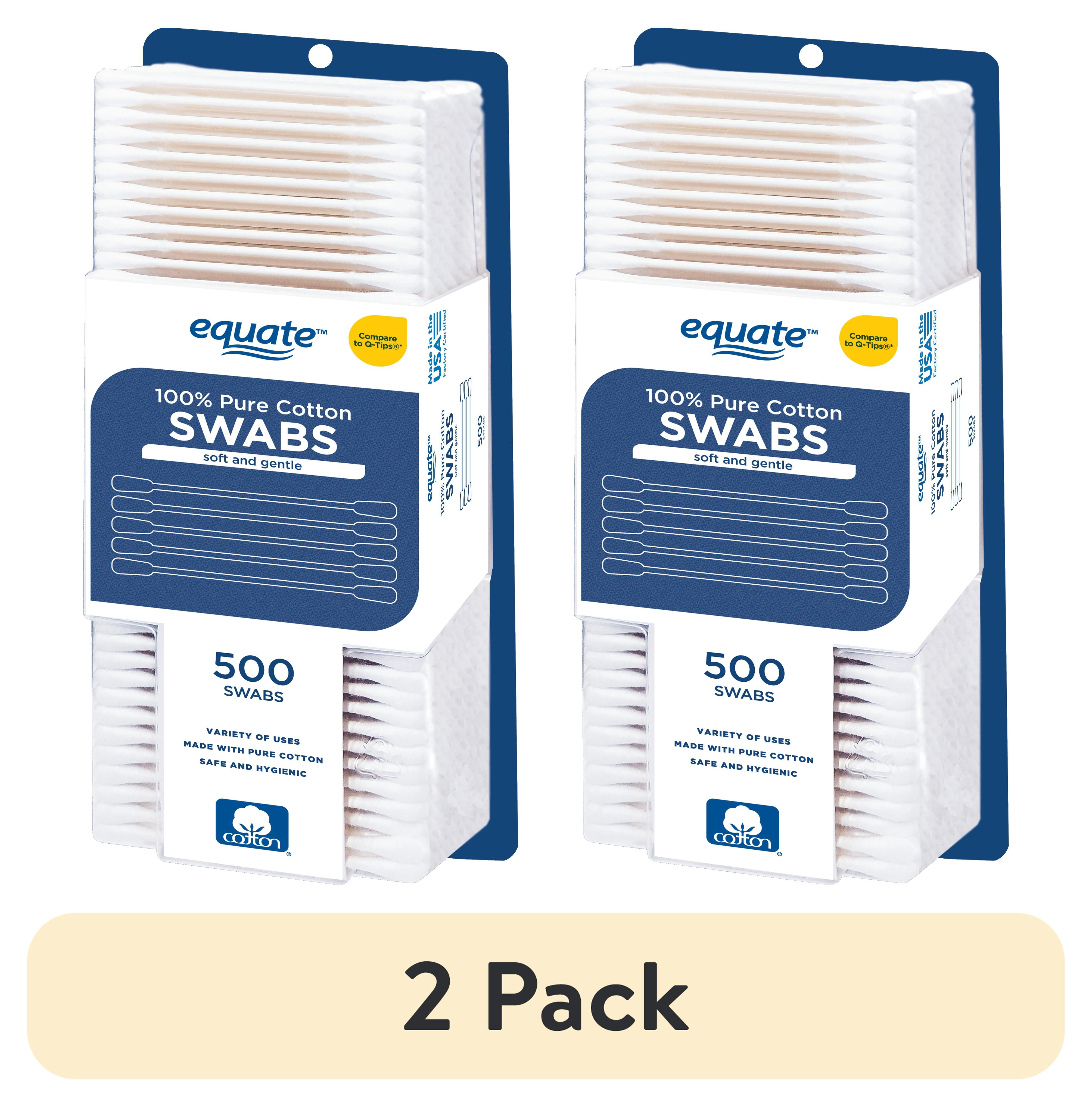 (2 pack) Equate 100% Pure Cotton Swabs, 500 Count