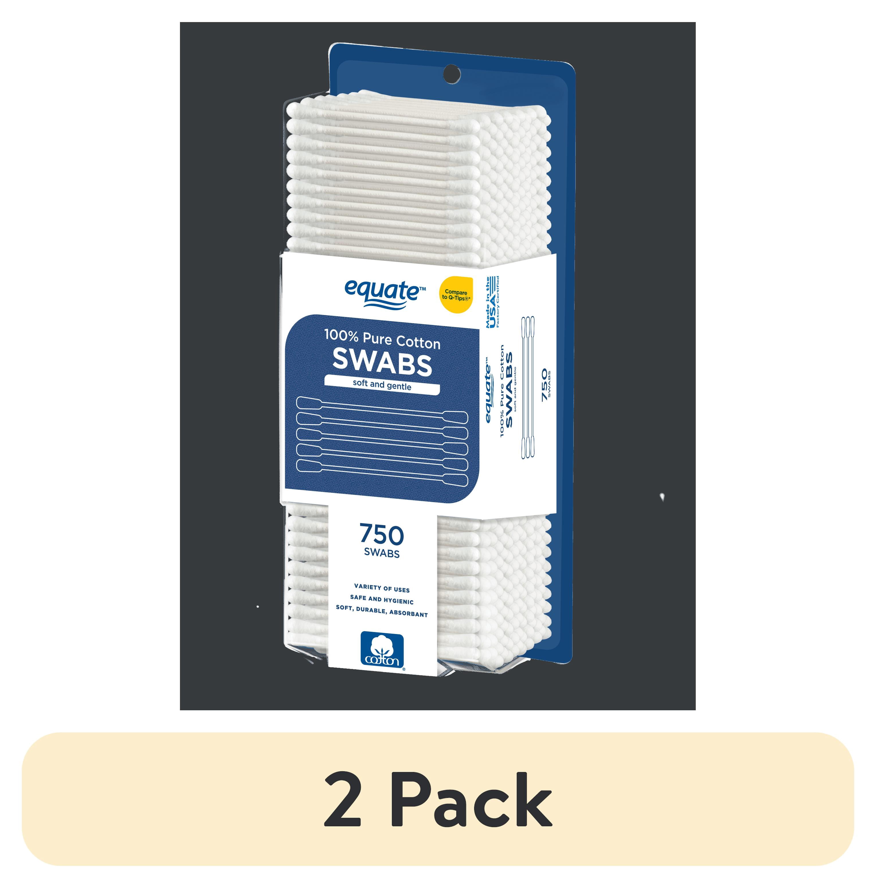(2 pack) Equate 100% Pure Cotton Swabs, 750 Count