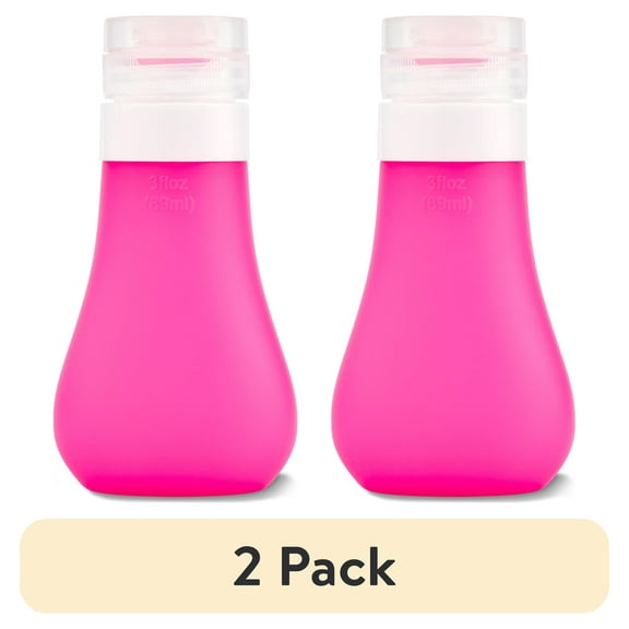 (2 pack) Equate Silicone Travel Bottle for Toiletries, Color May Vary, 3 fl oz