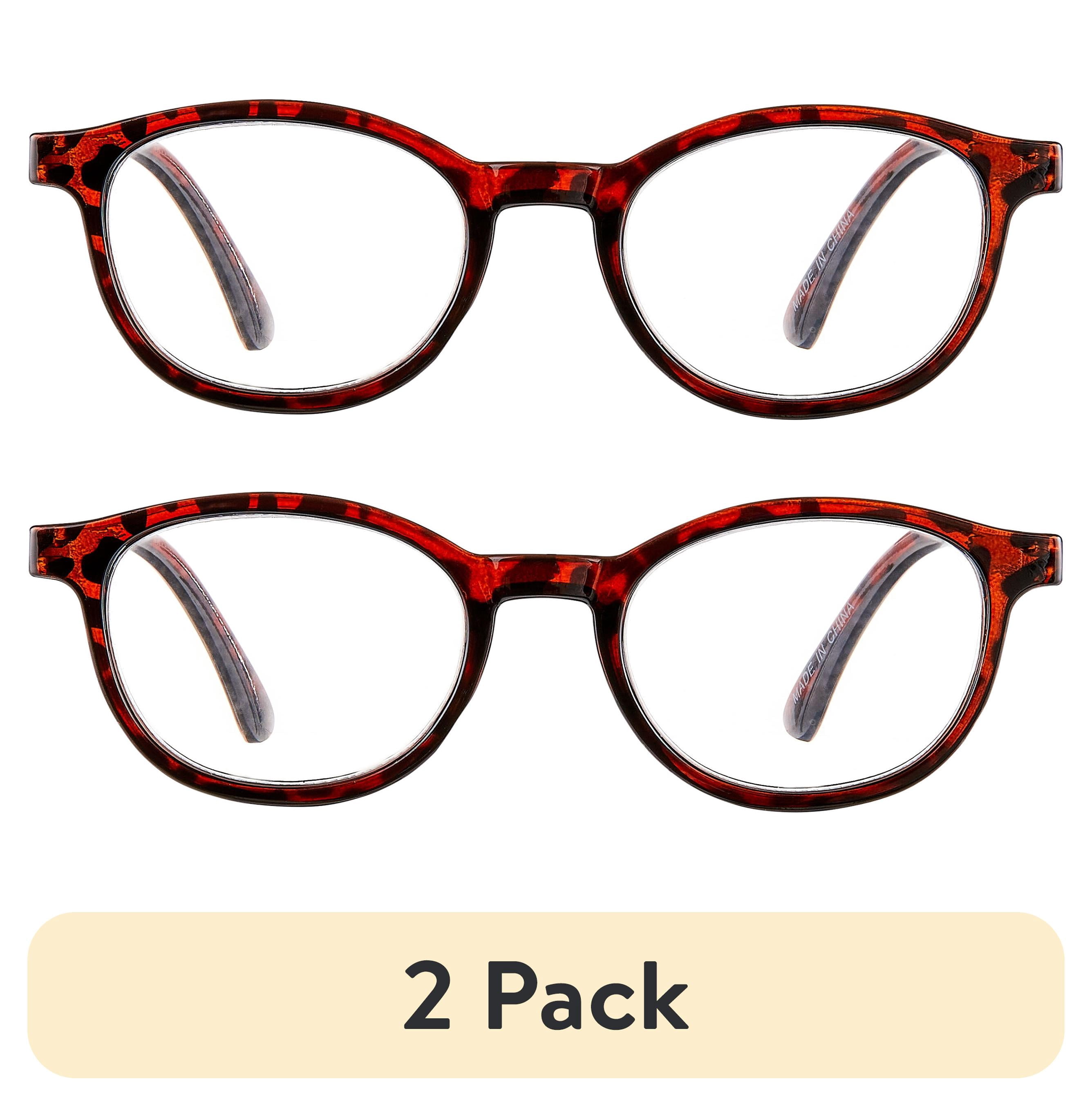 (2 pack) Equate Unisex Rectangular Reading Glasses, Gray/Black/Tortoise, +2.00, 3 Pack