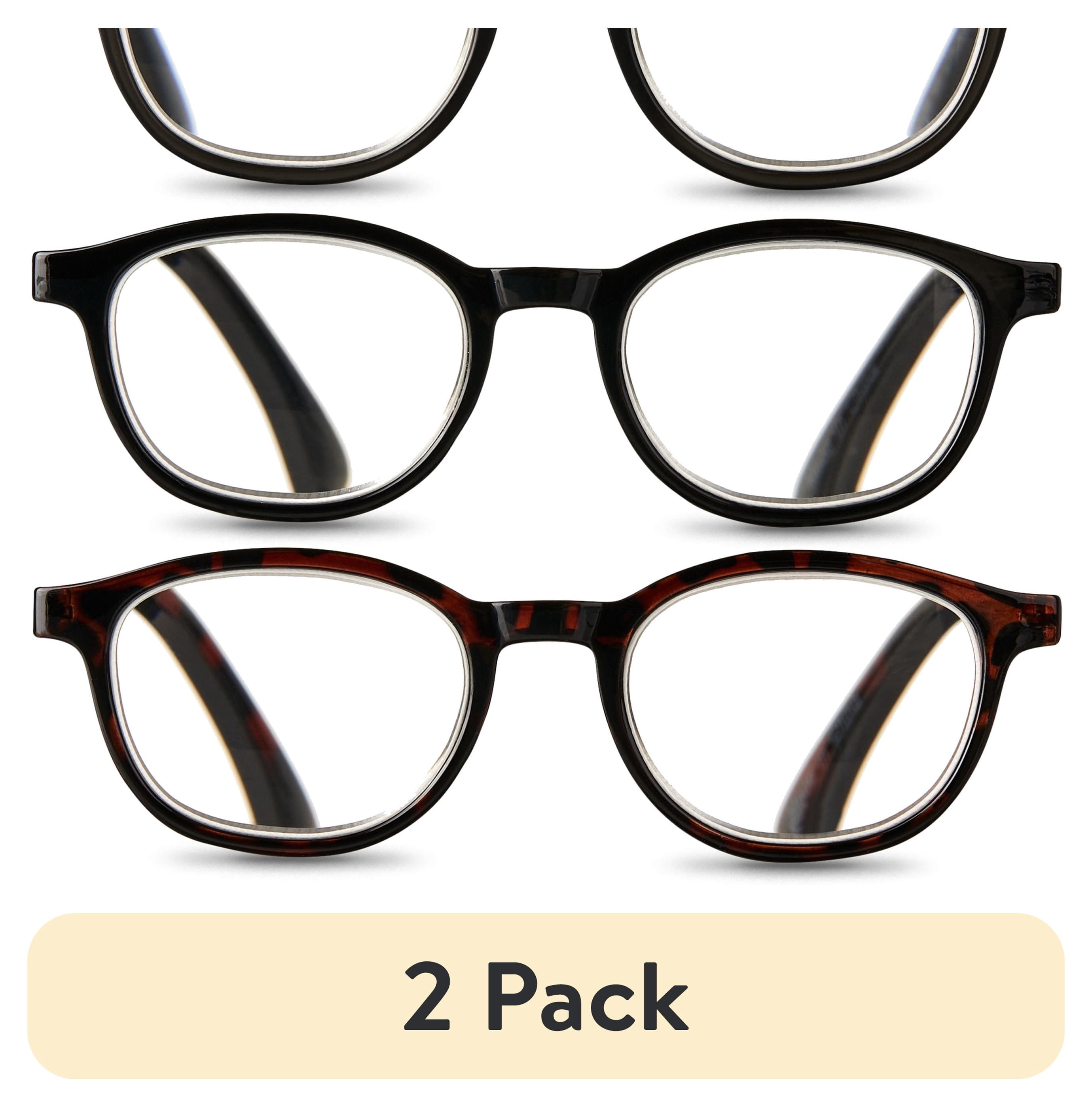 (2 pack) Equate Unisex Rectangular Reading Glasses, Gray/Black/Tortoise, +3.25, 3 Pack