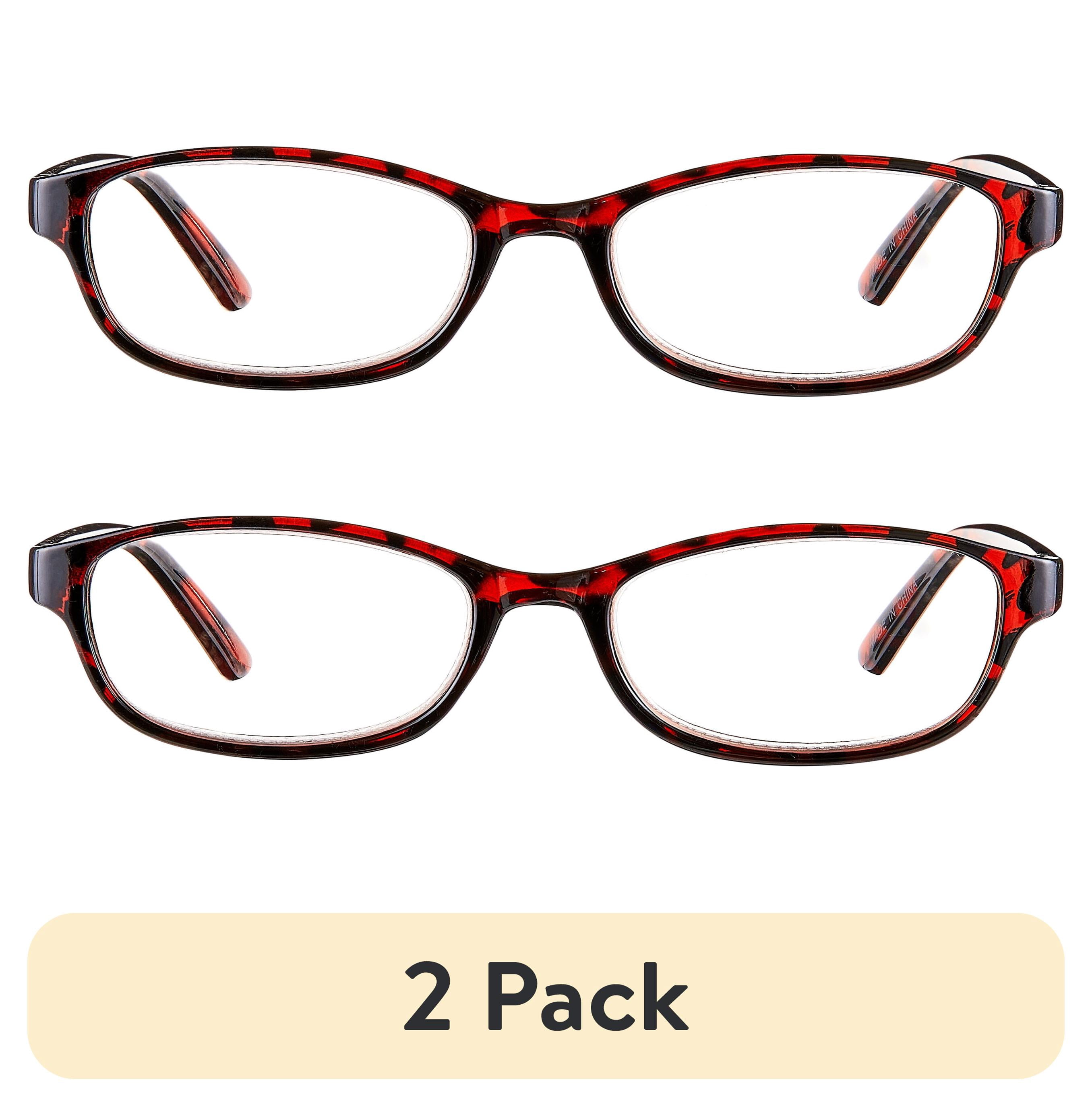 (2 pack) Equate Women's Rectangular Reading Glasses, Black/Wine/Tortoise, +1.25, 3 Pack