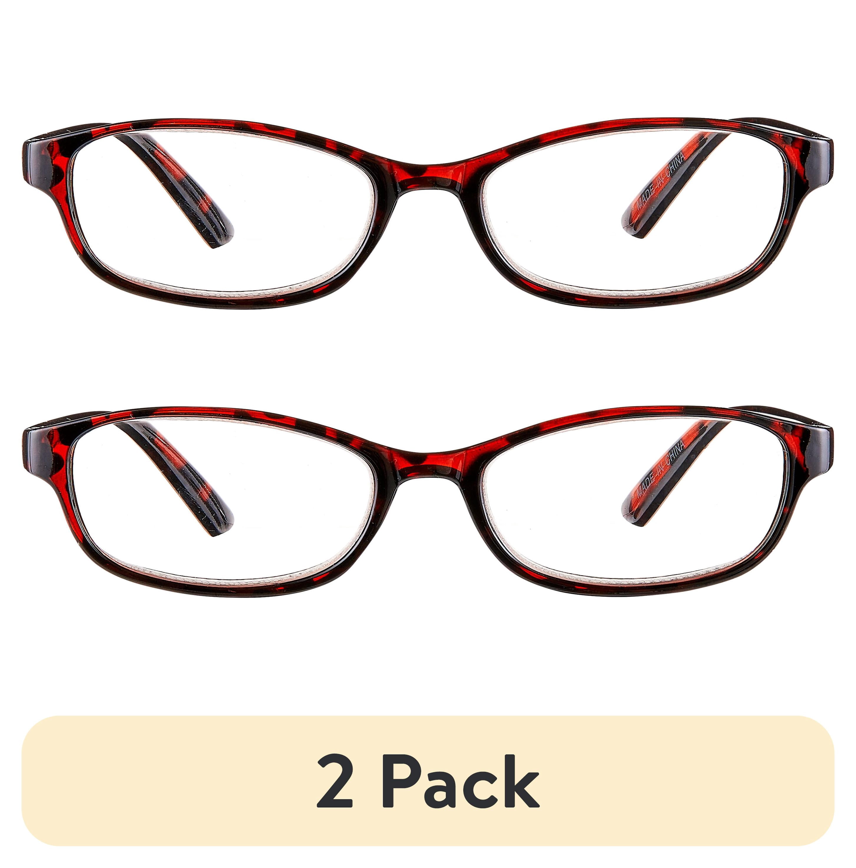 (2 pack) Equate Women's Rectangular Reading Glasses, Black/Wine/Tortoise, +2.00, 3 Pack